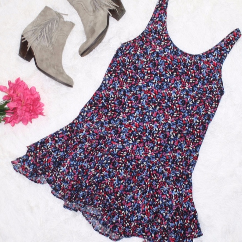 Free People Tiered Floral A-Line Scoop Neck Dress